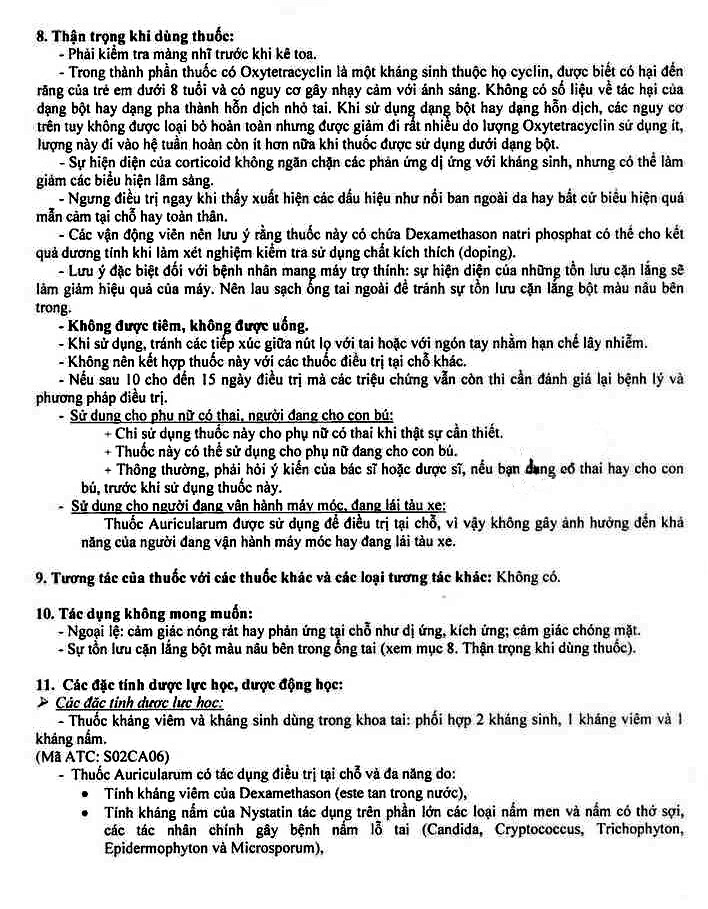 Hình ảnh Thuốc nhỏ tai Auricularum điều trị viêm tai (1 lọ bột x 1 ống dung môi 10ml)