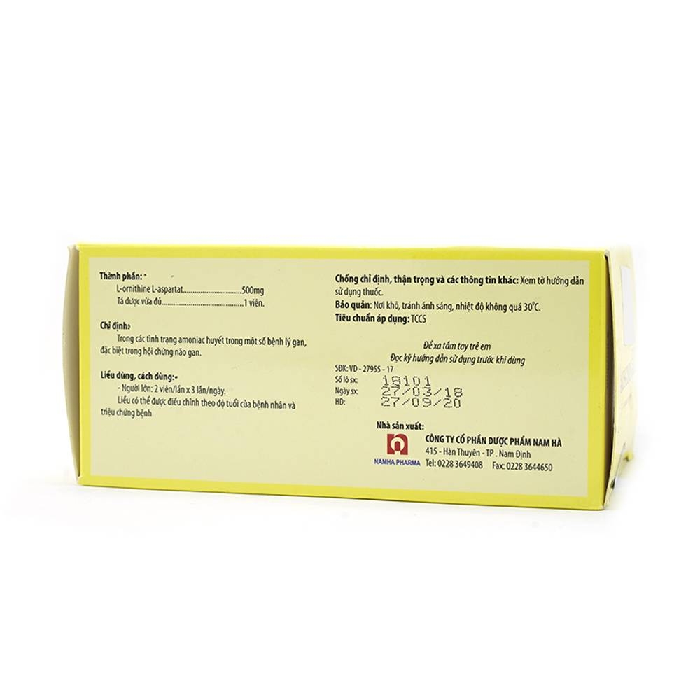 Hình ảnh Thuốc Ausginin 500 Nam Hà điều trị những bệnh lý về gan gây tăng amoniac trong máu (6 vỉ x 10 viên)