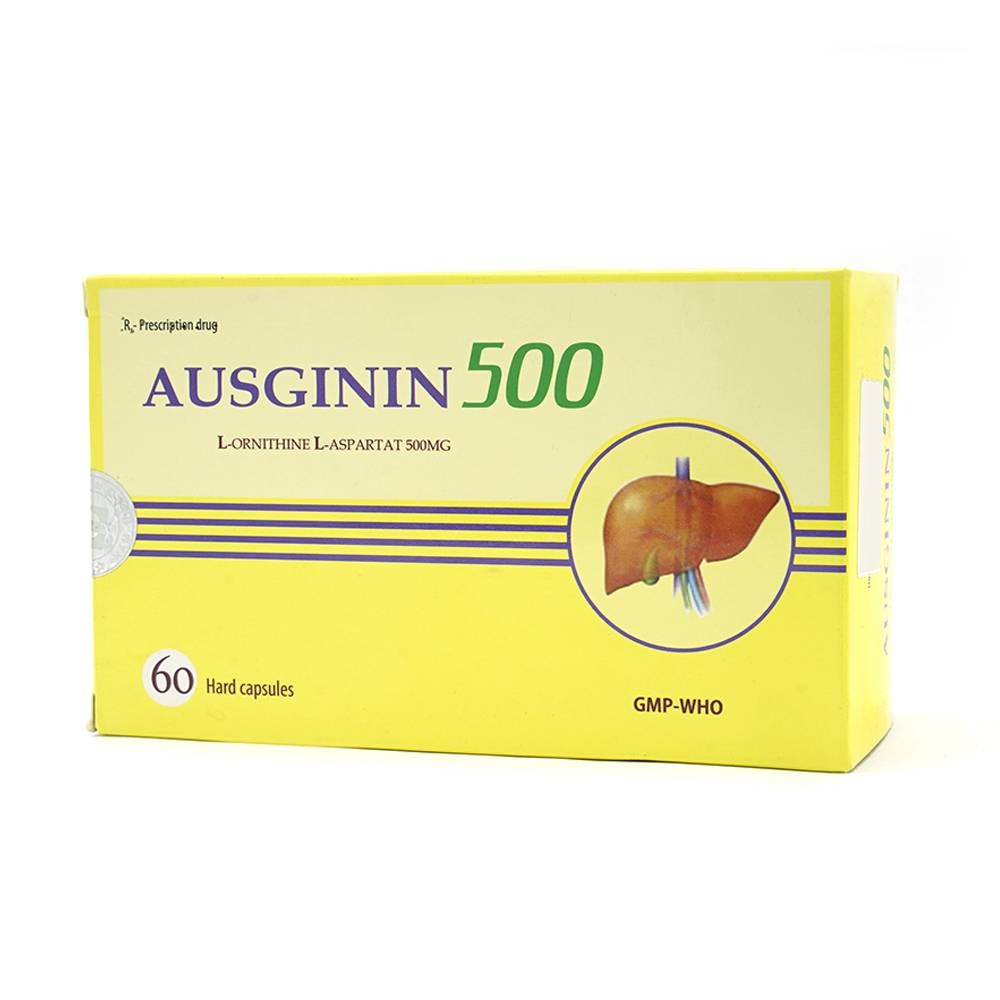 Hình ảnh Thuốc Ausginin 500 Nam Hà điều trị những bệnh lý về gan gây tăng amoniac trong máu (6 vỉ x 10 viên)