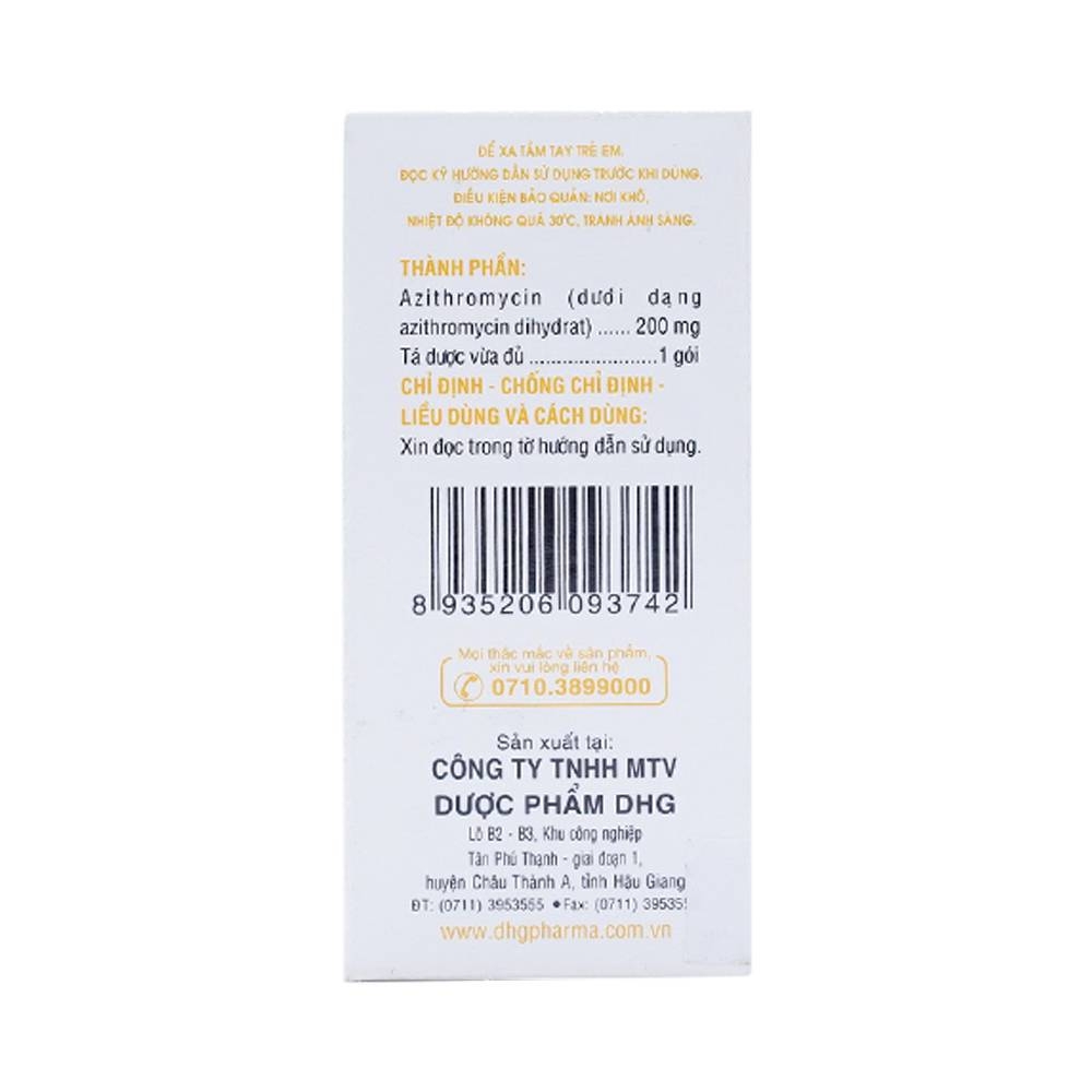 Hình ảnh Bột Azithromycin 200 DHG điều trị nhiễm khuẩn (24 gói)