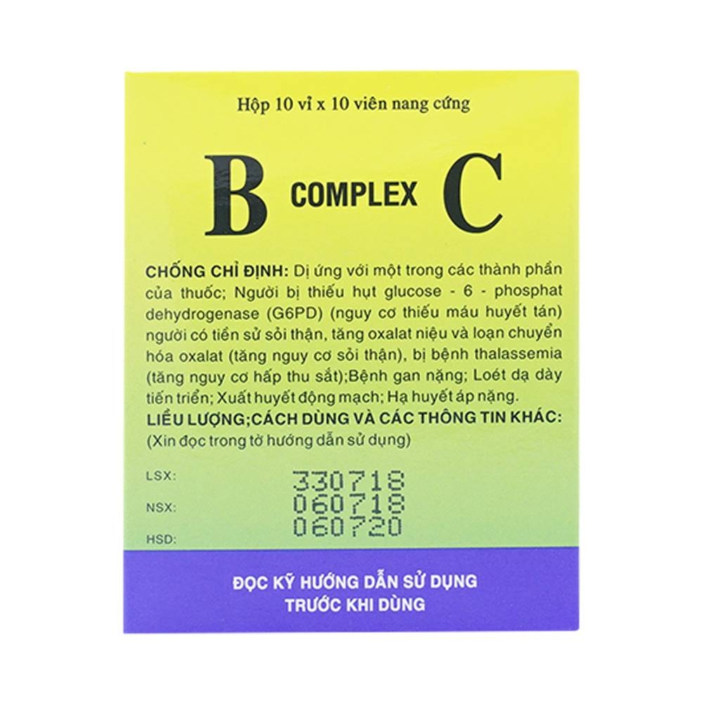 Hình ảnh Thuốc B Complex C Vidipha bổ sung các vitamin nhóm B, C (10 vỉ x 10 viên)