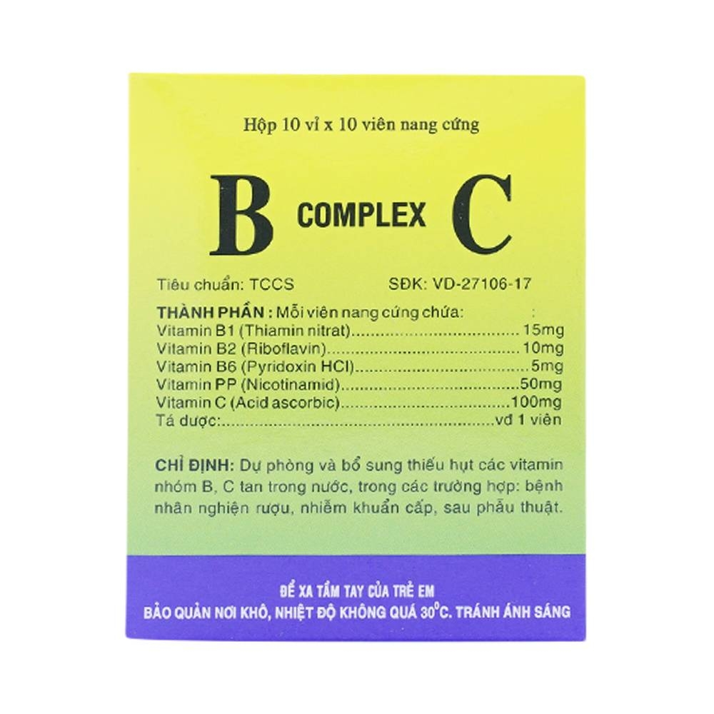 Hình ảnh Thuốc B Complex C Vidipha bổ sung các vitamin nhóm B, C (10 vỉ x 10 viên)