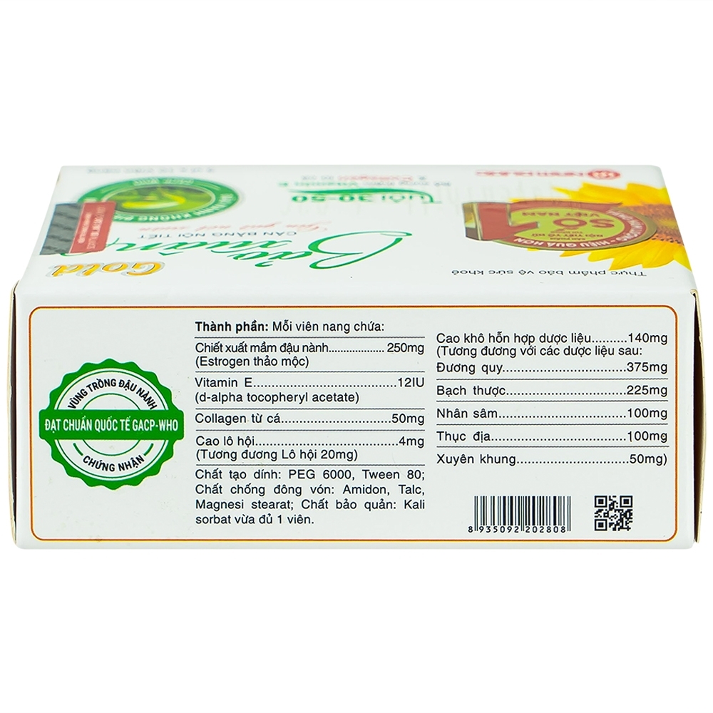 Hình ảnh Viên uống Bảo Xuân Gold Nam Dược bổ sung phytoestrogen, cân bằng nội tiết tố nữ (3 vỉ x 10 viên)