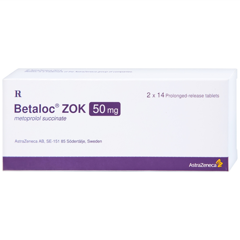 Hình ảnh Thuốc Betaloc Zok 50mg AstraZeneca điều trị tăng huyết áp (2 vỉ x 14 viên)
