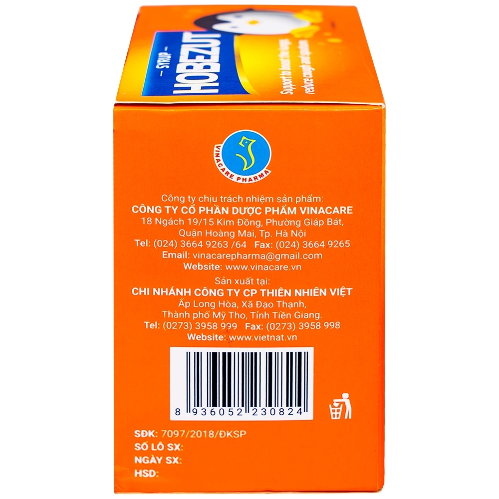 Hình ảnh Siro Hobezut Vinacare giảm các triệu chứng ho, cảm (20 gói x 5ml)