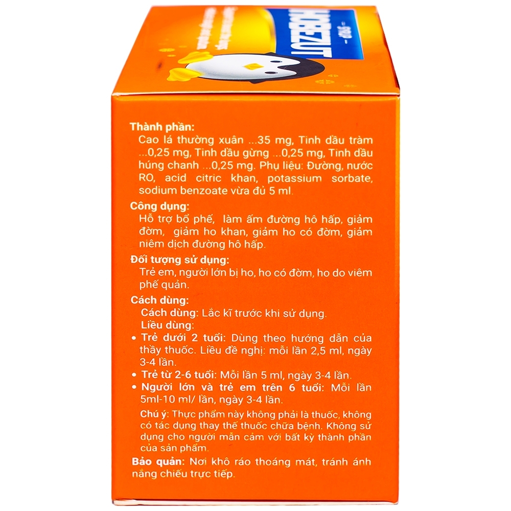 Hình ảnh Siro Hobezut Vinacare giảm các triệu chứng ho, cảm (20 gói x 5ml)