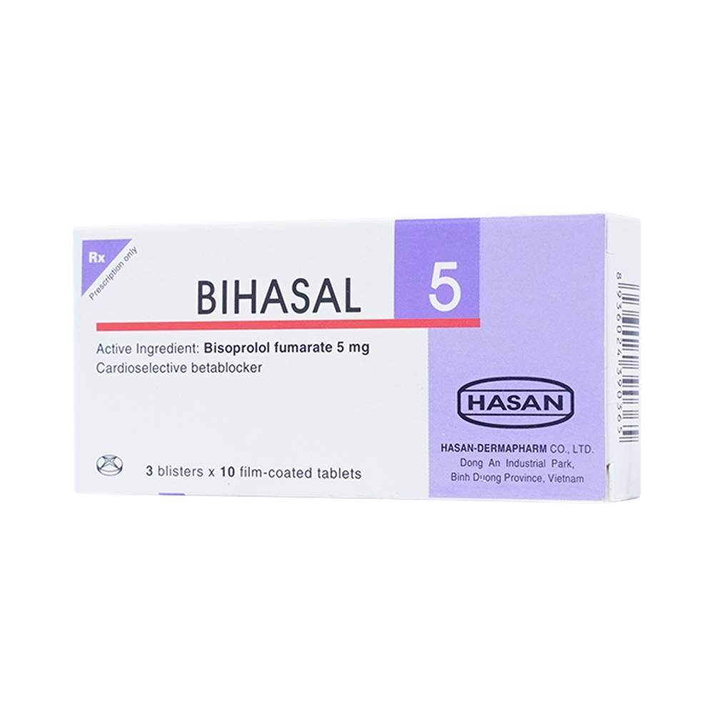 Hình ảnh Thuốc Bihasal 5mg Hasan điều trị tăng huyết áp, đau thắt ngực, suy tim mạn tính ổn định (3 vỉ x 10 viên)