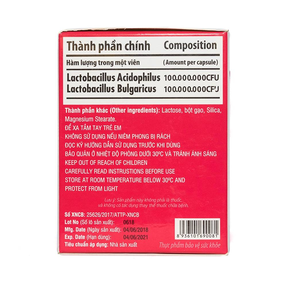 Hình ảnh Viên uống Biolacto Robinson Pharma USA bổ sung lợi khuẩn giúp cân bằng hệ vi sinh đường ruột (10 vỉ x 10 viên)