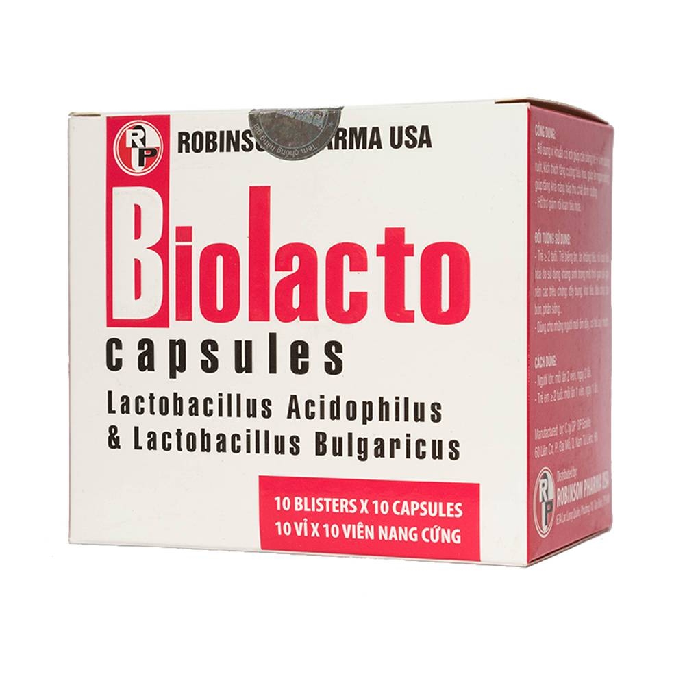 Hình ảnh Viên uống Biolacto Robinson Pharma USA bổ sung lợi khuẩn giúp cân bằng hệ vi sinh đường ruột (10 vỉ x 10 viên)