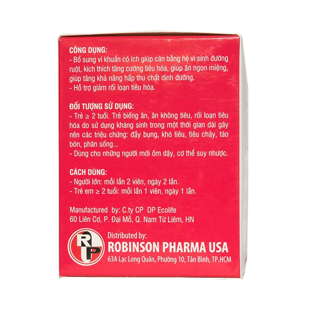 Hình ảnh Viên uống Biolacto Robinson Pharma USA bổ sung lợi khuẩn giúp cân bằng hệ vi sinh đường ruột (10 vỉ x 10 viên)