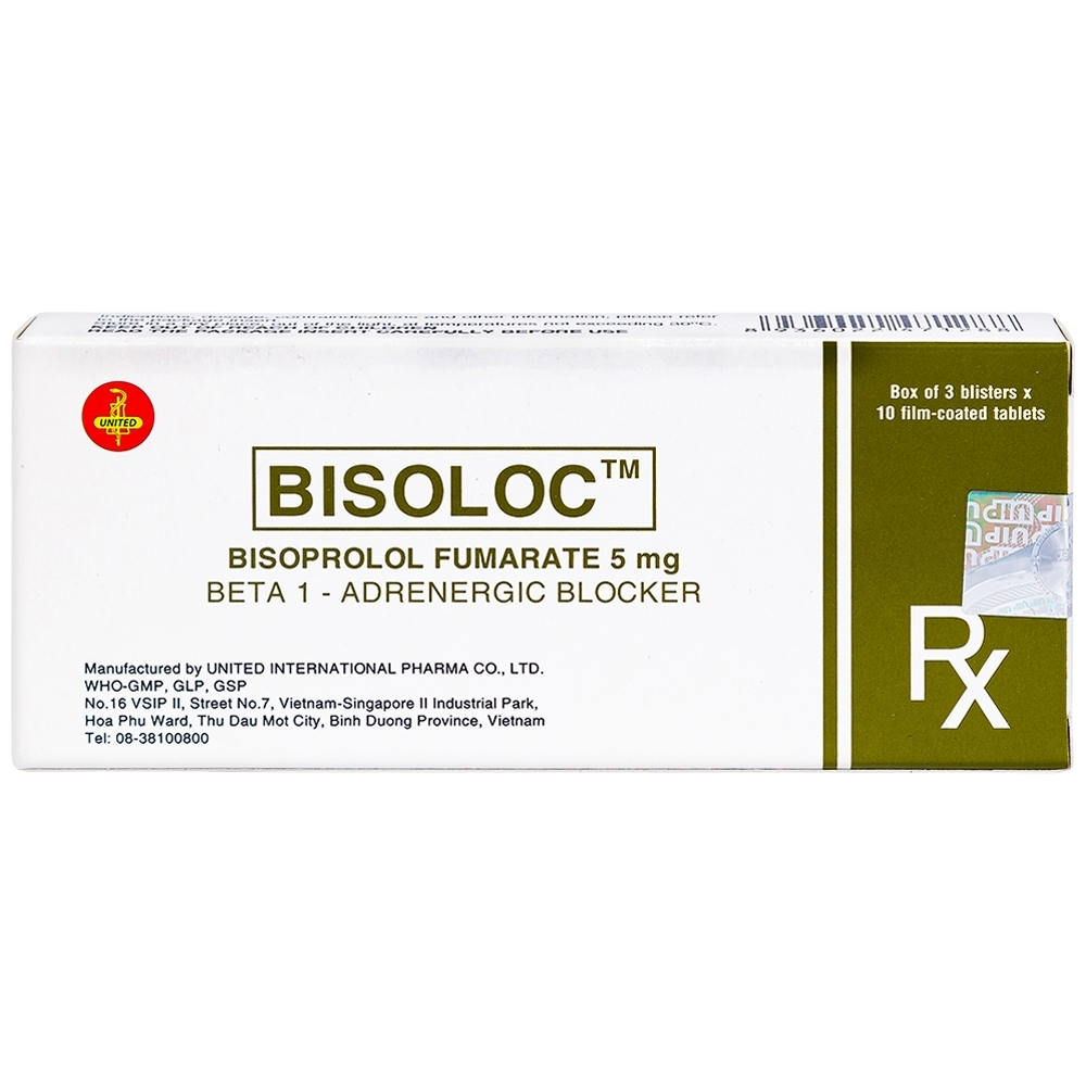 Hình ảnh Thuốc Bisoloc United điều trị tăng huyết áp và bệnh mạch vành (3 vỉ x 10 viên)