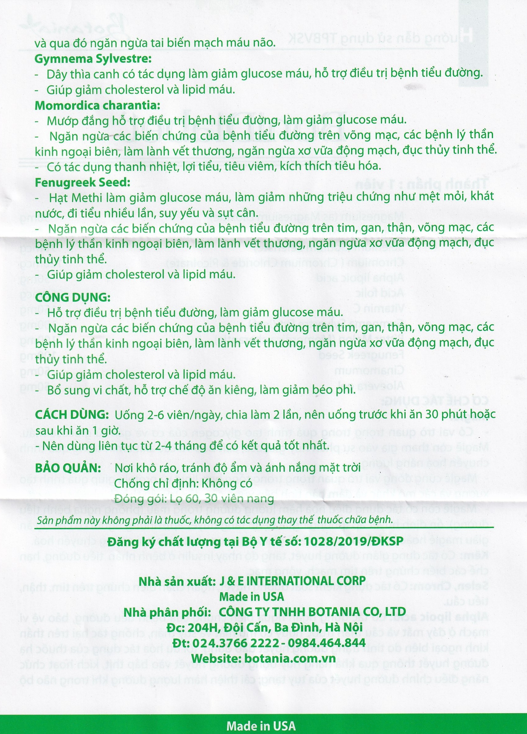 Hình ảnh Viên uống BoniDiabet Botania hỗ trợ điều trị bệnh tiểu đường, làm giảm glucose máu (60 viên)