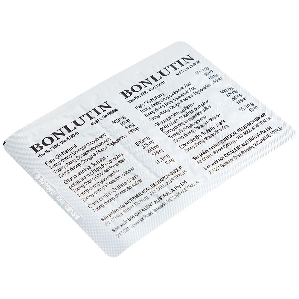 Hình ảnh Thuốc Bonlutin Catalent giảm triệu chứng của thoái hóa khớp gối nhẹ và trung bình (4 vỉ x 15 viên)