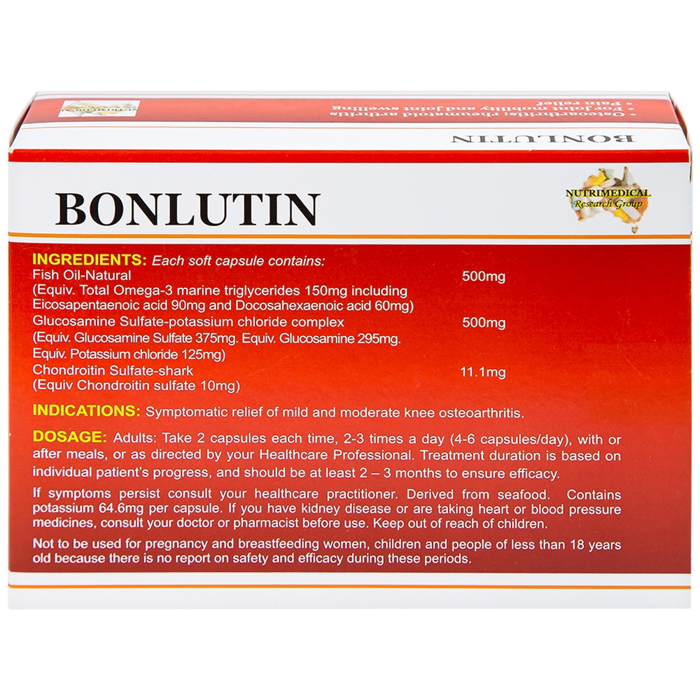 Hình ảnh Thuốc Bonlutin Catalent giảm triệu chứng của thoái hóa khớp gối nhẹ và trung bình (4 vỉ x 15 viên)