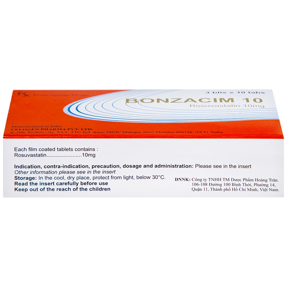 Hình ảnh Thuốc Bonzacim 10 Celogen Pharma giảm cholesterol toàn phần (3 vỉ x 10 viên)