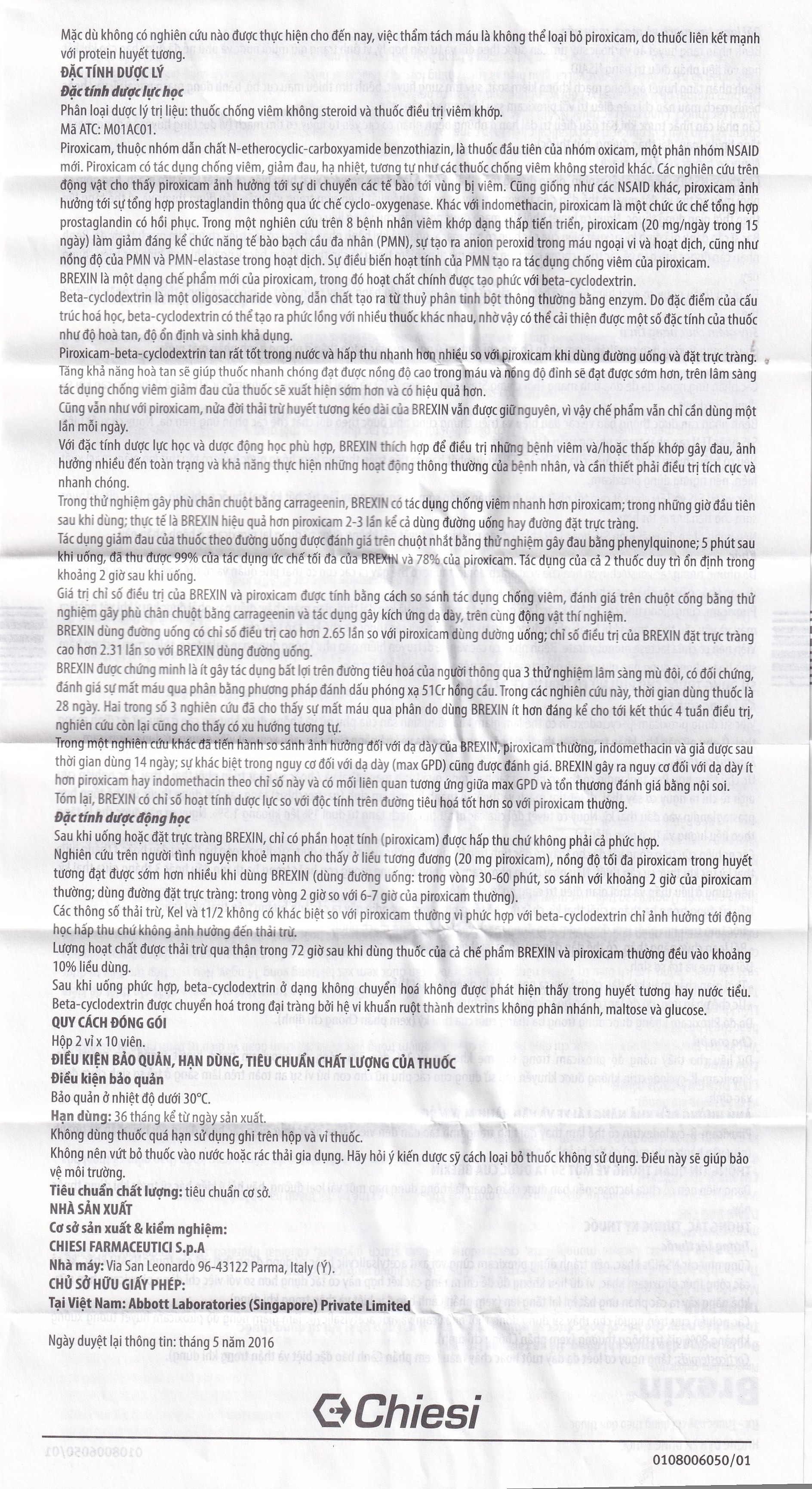 Hình ảnh Thuốc Brexin Chiesi giảm các triệu chứng do viêm xương khớp (2 vỉ x 10 viên)