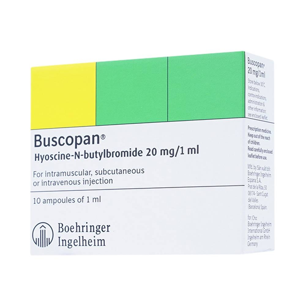 Hình ảnh Thuốc tiêm Buscopan Boehringer điều trị co thắt dạ dày, ruột (2 vỉ x 5 ống)