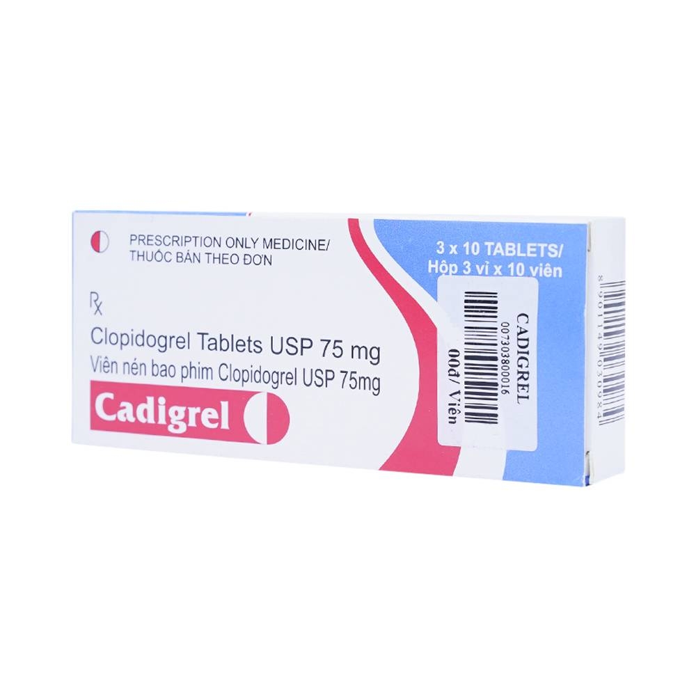 Hình ảnh Thuốc Cadigrel 75mg Cadila ngăn ngừa huyết khối động mạch (3 vỉ x 10 viên)