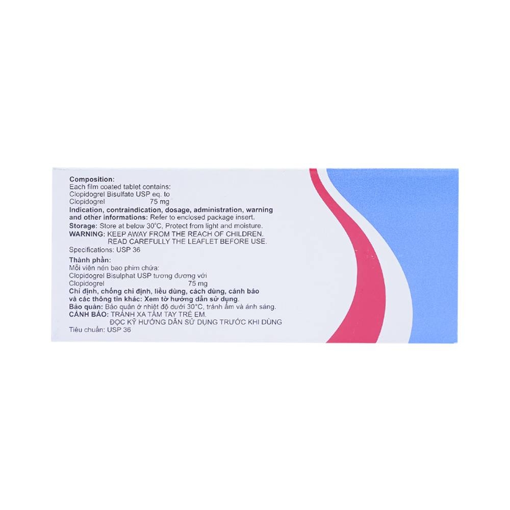 Hình ảnh Thuốc Cadigrel 75mg Cadila ngăn ngừa huyết khối động mạch (3 vỉ x 10 viên)
