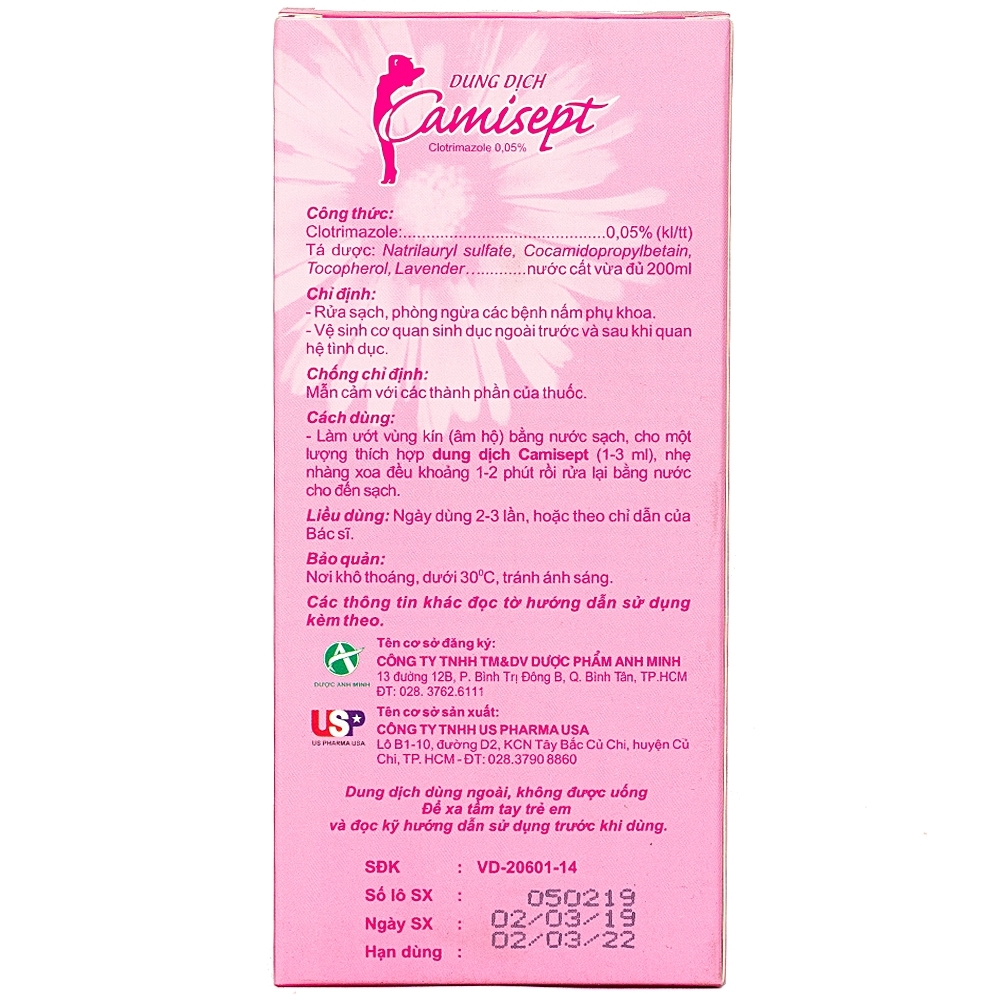 Hình ảnh Dung dịch Camisept USP phòng ngừa nấm phụ khoa (200ml)