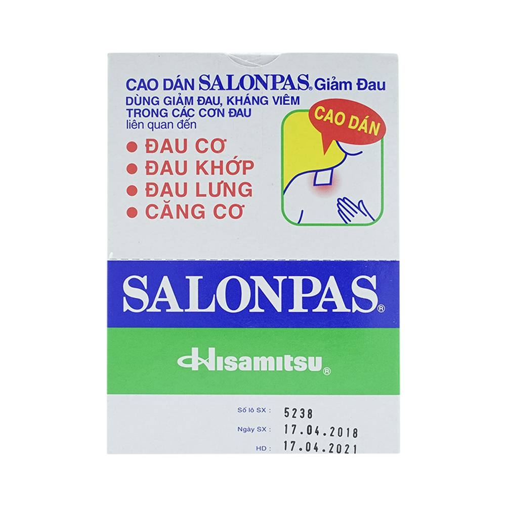 Hình ảnh Cao dán Salonpas Hisamitsu giảm đau vai, đau lưng (20 hộp x 12 miếng)