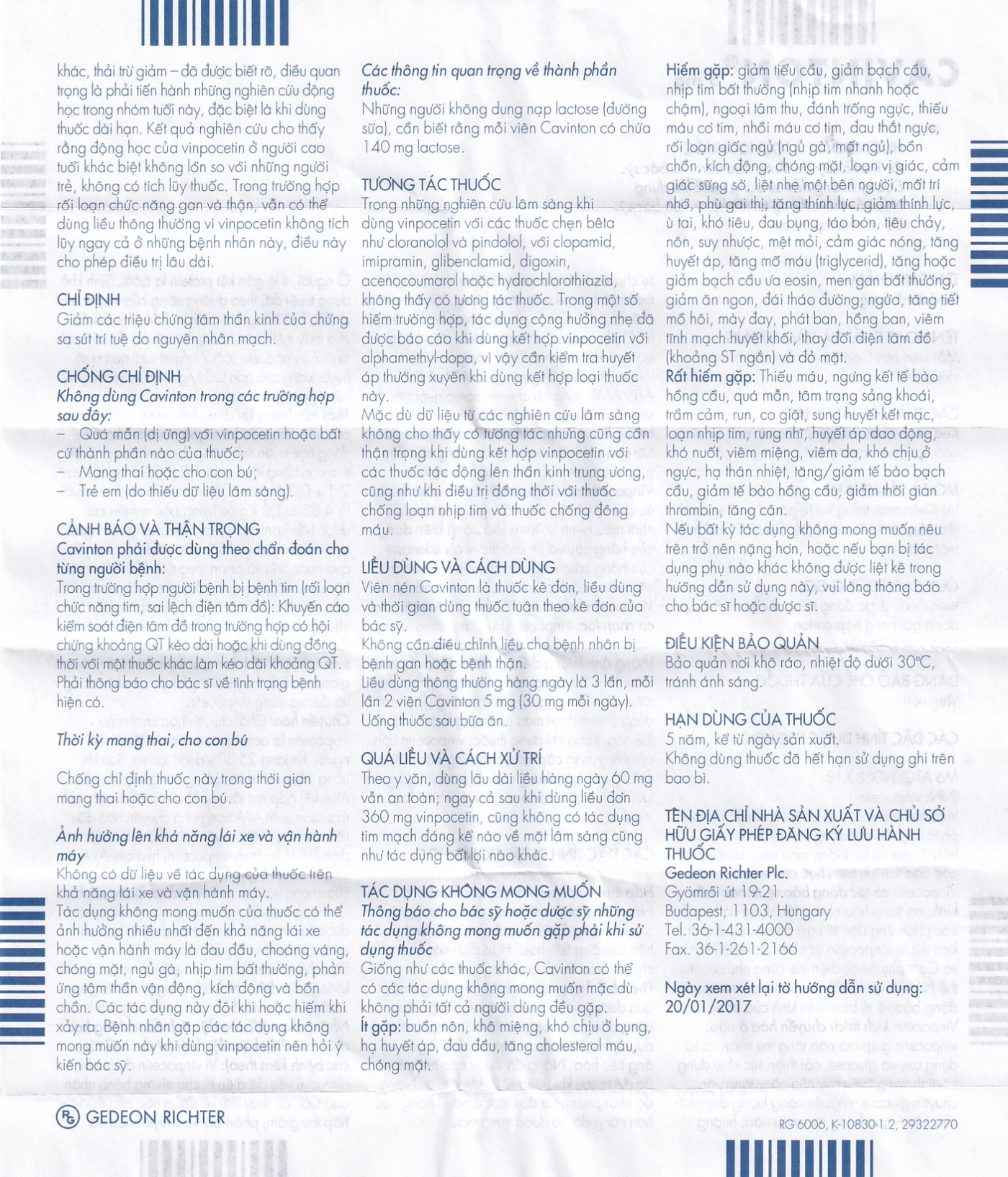 Hình ảnh Thuốc Cavinton 5mg Gedeon giảm các triệu chứng tâm thần (2 vỉ x 25 viên)