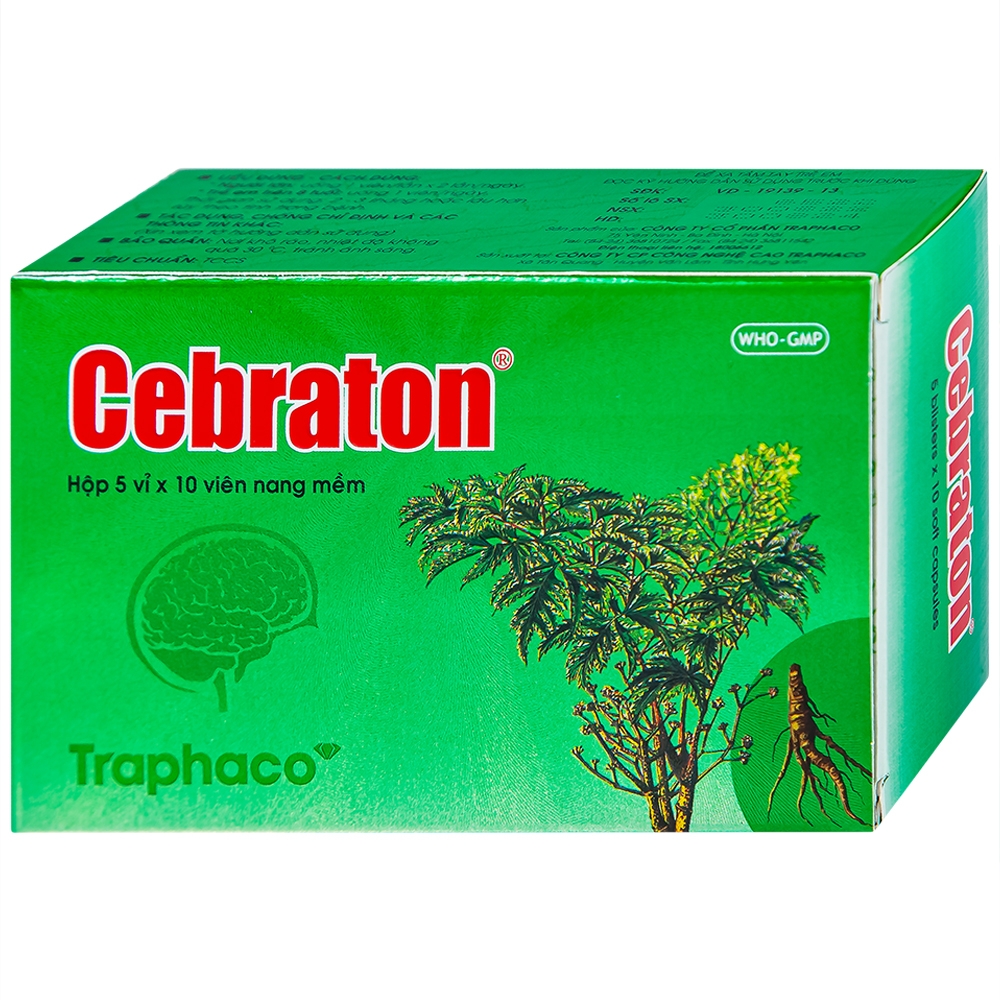 Hình ảnh Thuốc Cebraton Traphaco bổ khí huyết, hoạt huyết dưỡng não (5 vỉ x 10 viên)