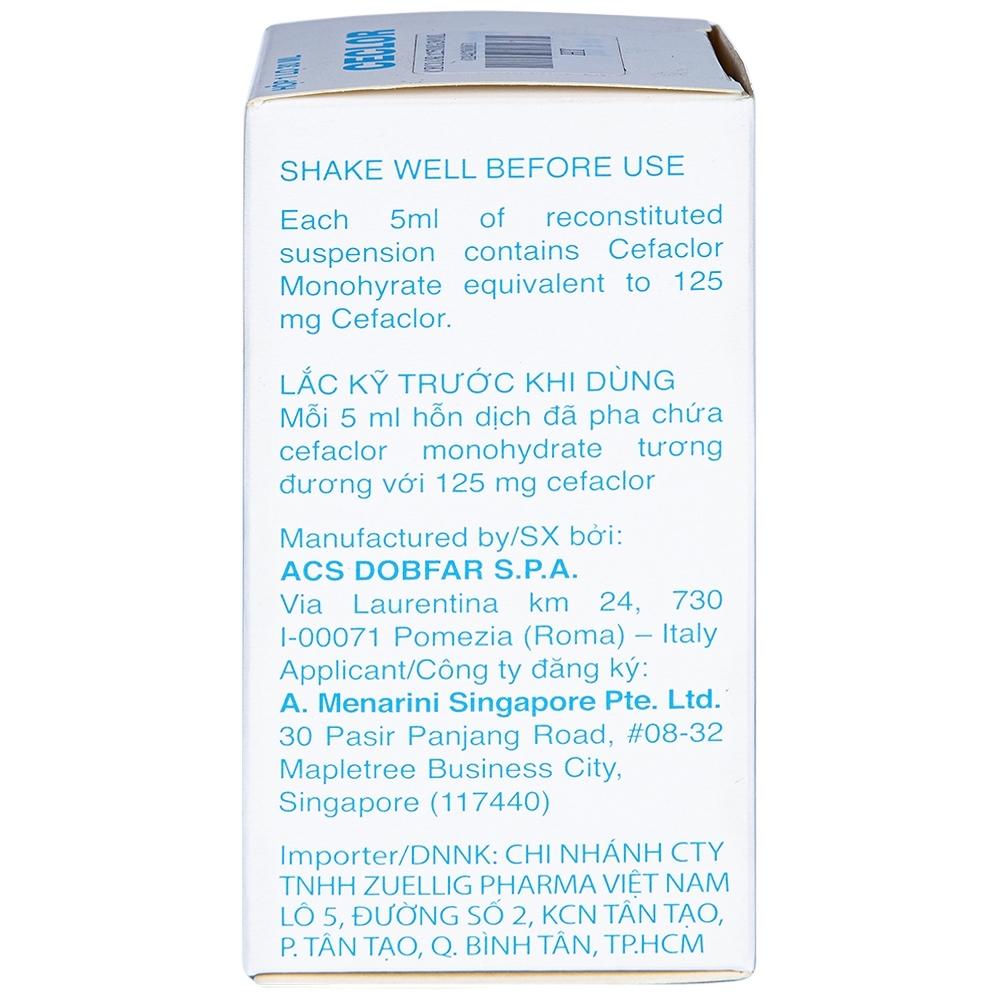 Hình ảnh Bột pha hỗn dịch uống Ceclor 125mg Menarini điều trị nhiễm khuẩn (30ml)