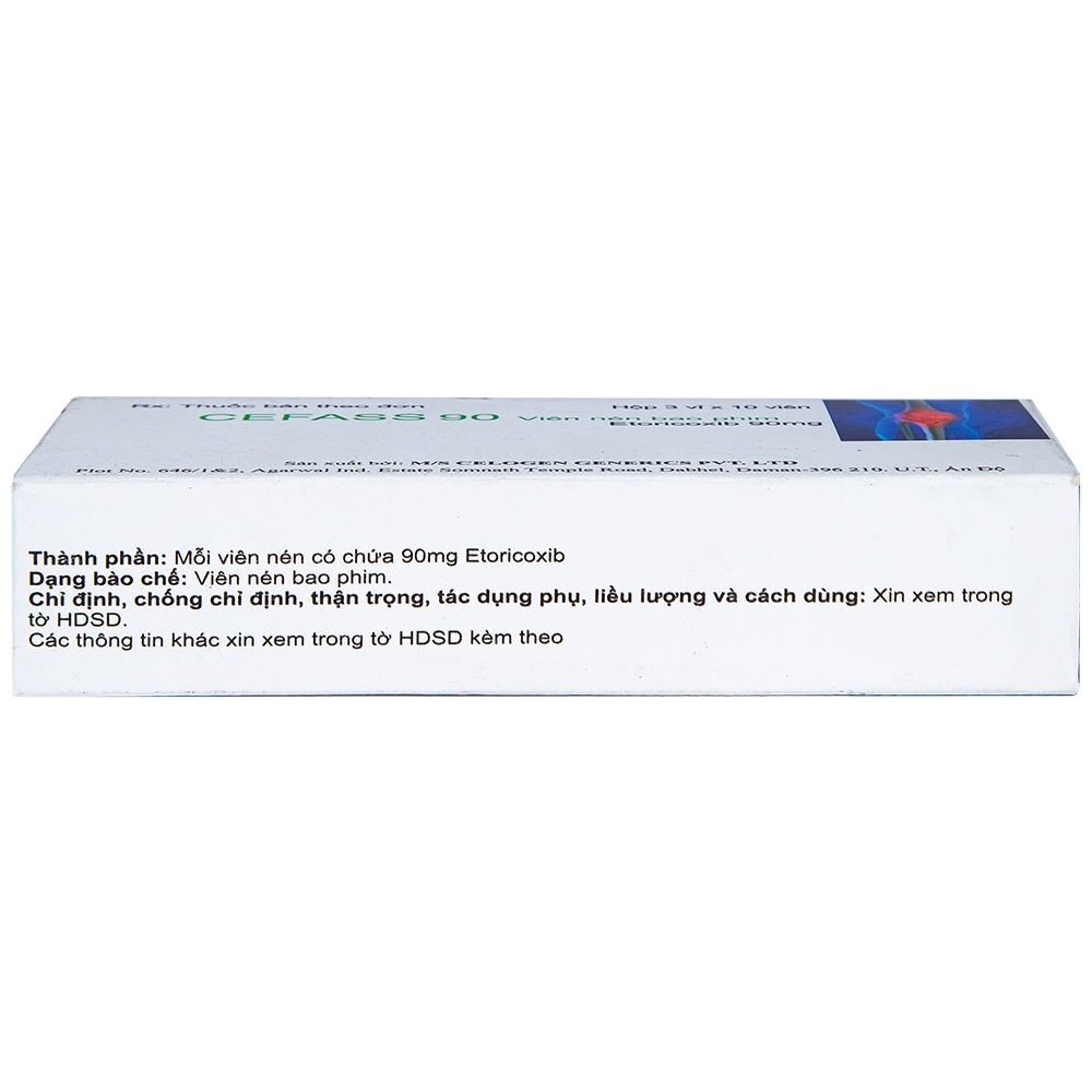 Hình ảnh Thuốc Cefass 90mg Celogen giảm viêm khớp, viêm khớp dạng thấp (3 vỉ x 10 viên)