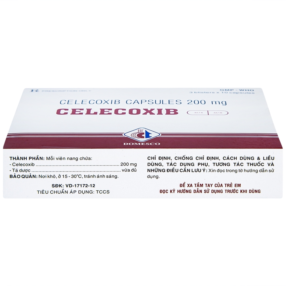 Hình ảnh Thuốc Celecoxib 200mg Domesco điều trị thoái hóa khớp, viêm khớp dạng thấp (3 vỉ x 10 viên)