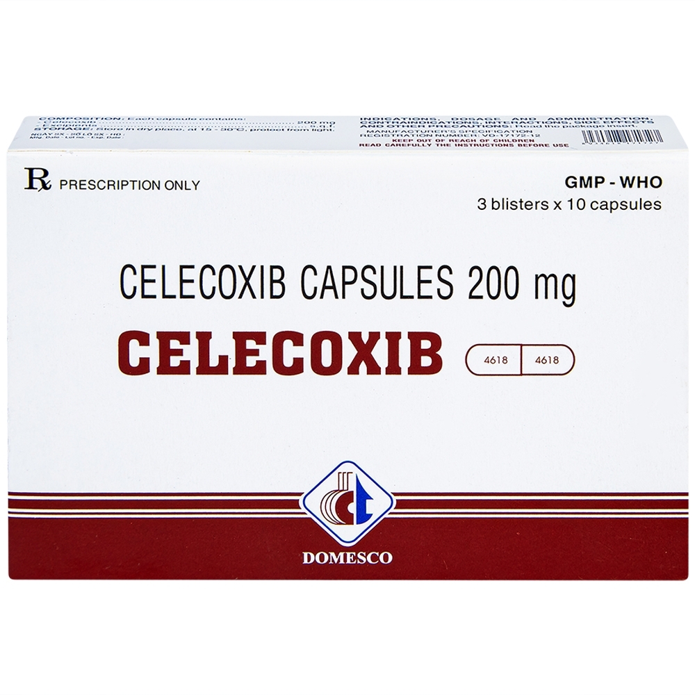 Hình ảnh Thuốc Celecoxib 200mg Domesco điều trị thoái hóa khớp, viêm khớp dạng thấp (3 vỉ x 10 viên)