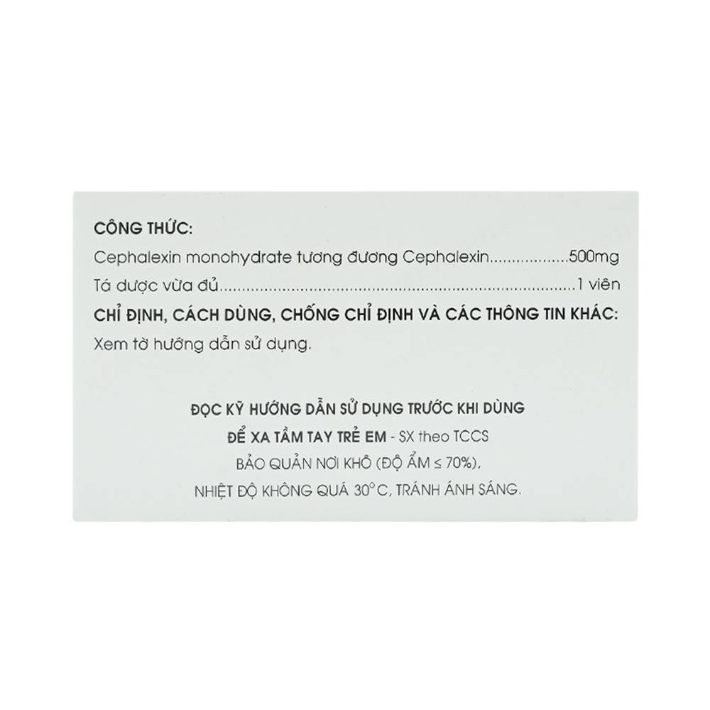 Hình ảnh Thuốc Cephalexin MKP 500 điều trị nhiễm khuẩn (10 vỉ x 10 viên)