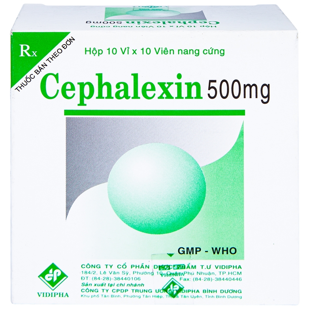 Hình ảnh Thuốc Cephalexin 500mg Vidipha điều trị nhiễm khuẩn (10 vỉ x 10 viên)