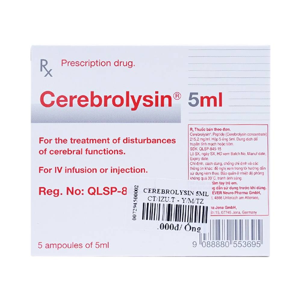 Hình ảnh Thuốc tiêm Cerebrolysin 5ml điều trị rối loạn trí nhớ, sa sút trí tuệ (1 vỉ x 5 ống x 5ml)