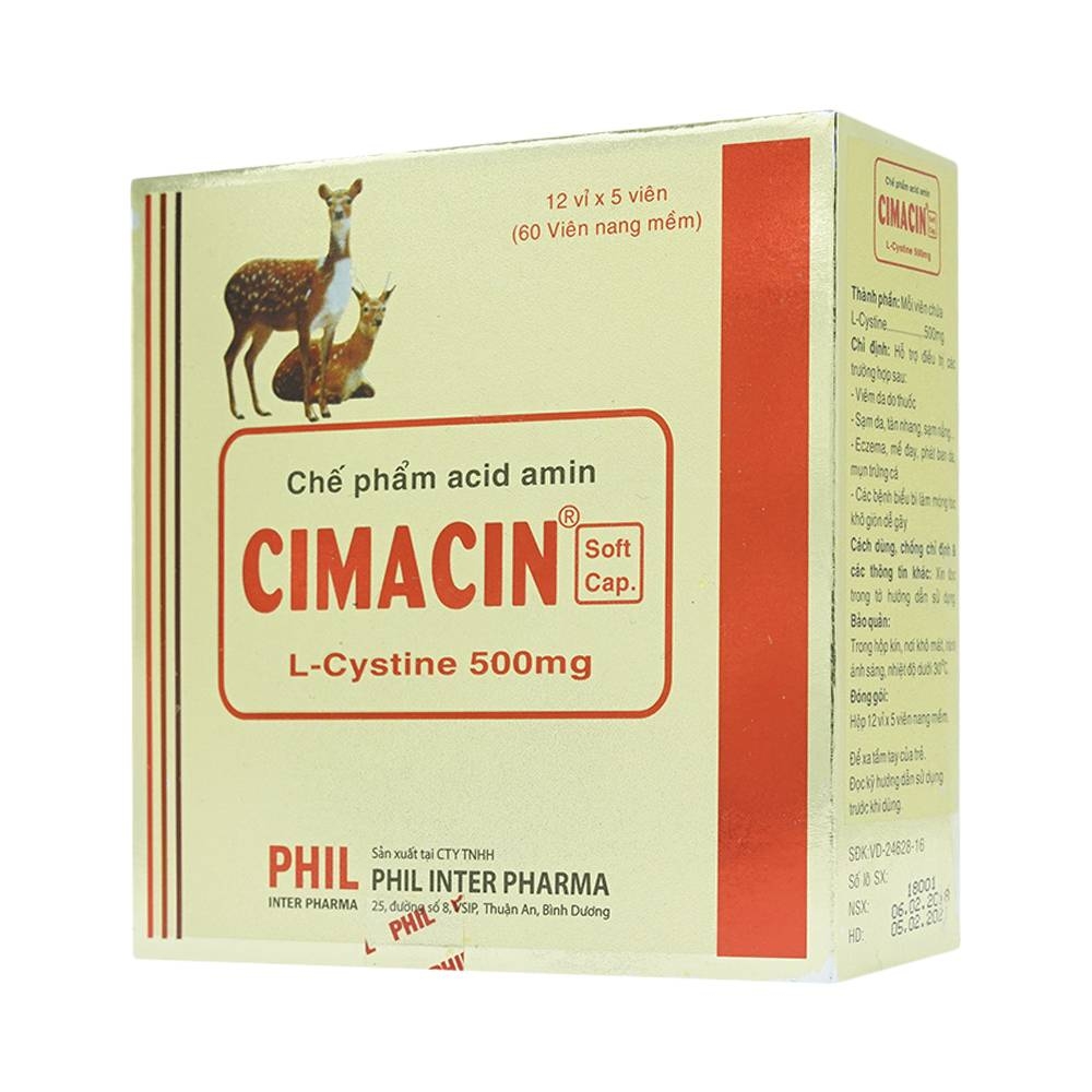 Hình ảnh Thuốc Cimacin Phil hỗ trợ điều trị viêm da, sạm da (12 vỉ x 5 viên)