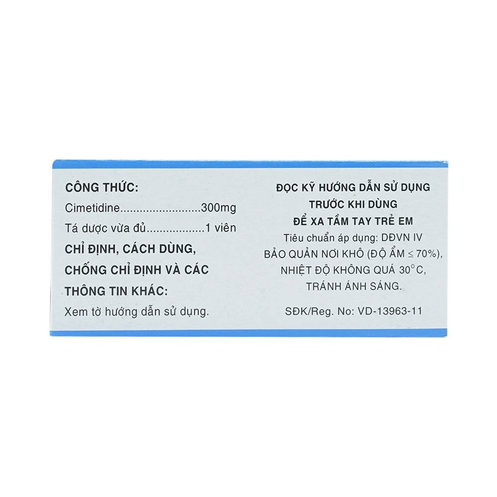 Hình ảnh Thuốc Cimetidine MKP 300mg Mekophar điều trị ngắn hạn loét dạ dày, tá tràng tiến triển (10 vỉ x 10 viên)