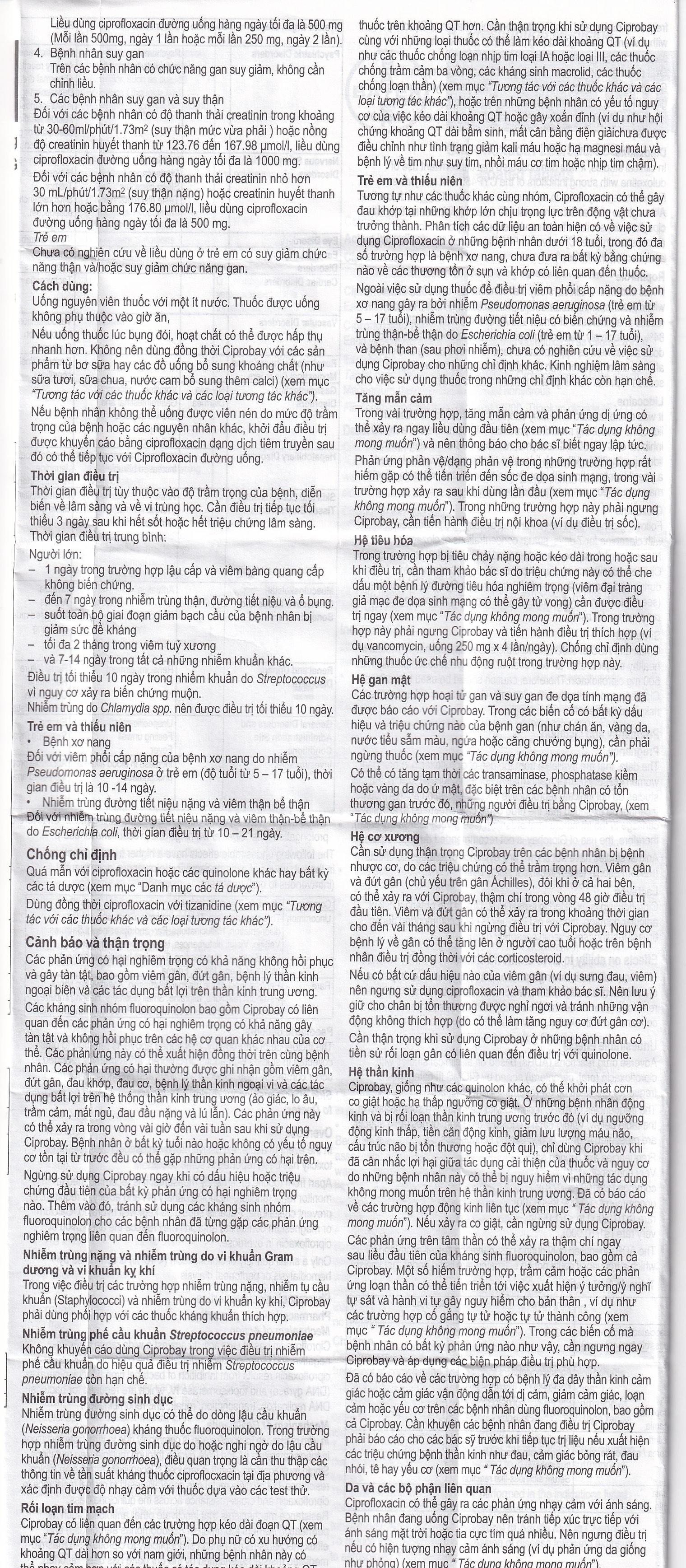 Hình ảnh Thuốc Ciprobay 500mg Bayer điều trị nhiễm trùng (1 vỉ x 10 viên)