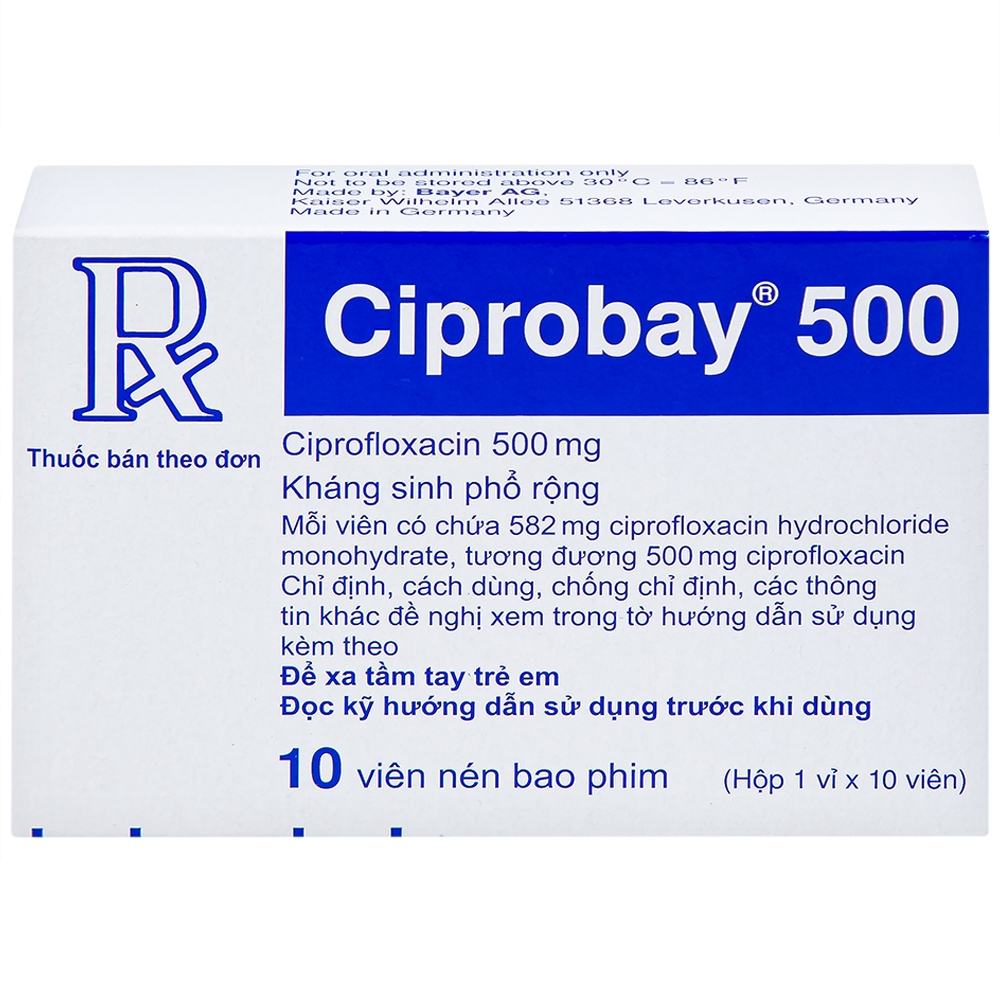 Hình ảnh Thuốc Ciprobay 500mg Bayer điều trị nhiễm trùng (1 vỉ x 10 viên)