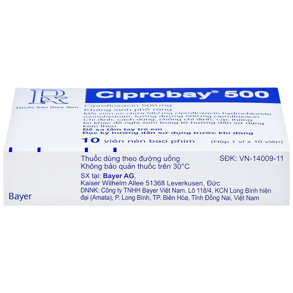 Hình ảnh Thuốc Ciprobay 500mg Bayer điều trị nhiễm trùng (1 vỉ x 10 viên)