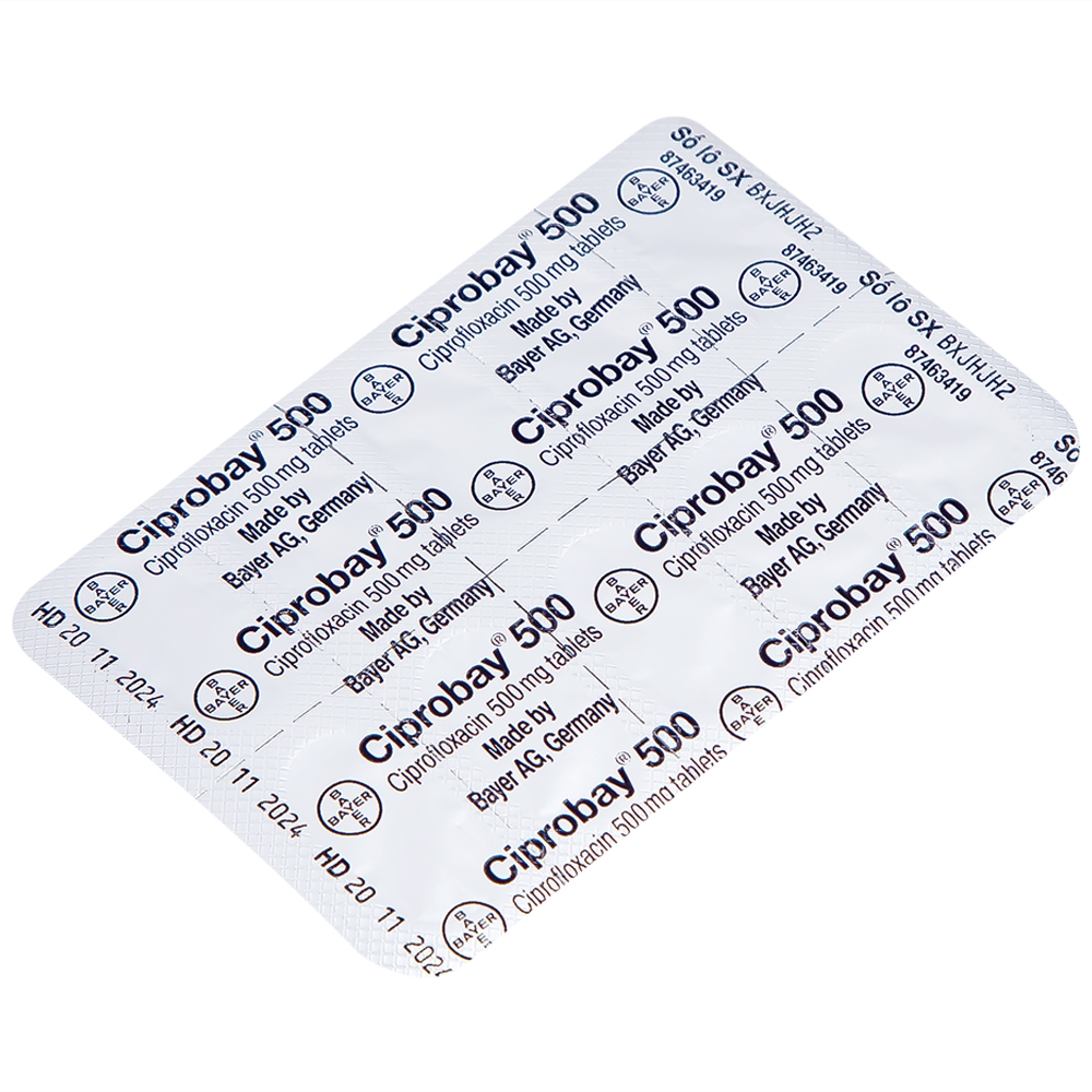Hình ảnh Thuốc Ciprobay 500mg Bayer điều trị nhiễm trùng (1 vỉ x 10 viên)