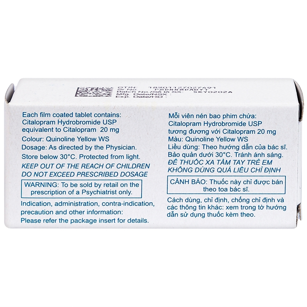 Hình ảnh Thuốc Citopam 20 Sun Pharma điều trị trầm cảm, rối loạn hoảng sợ (3 vỉ x 10 viên)