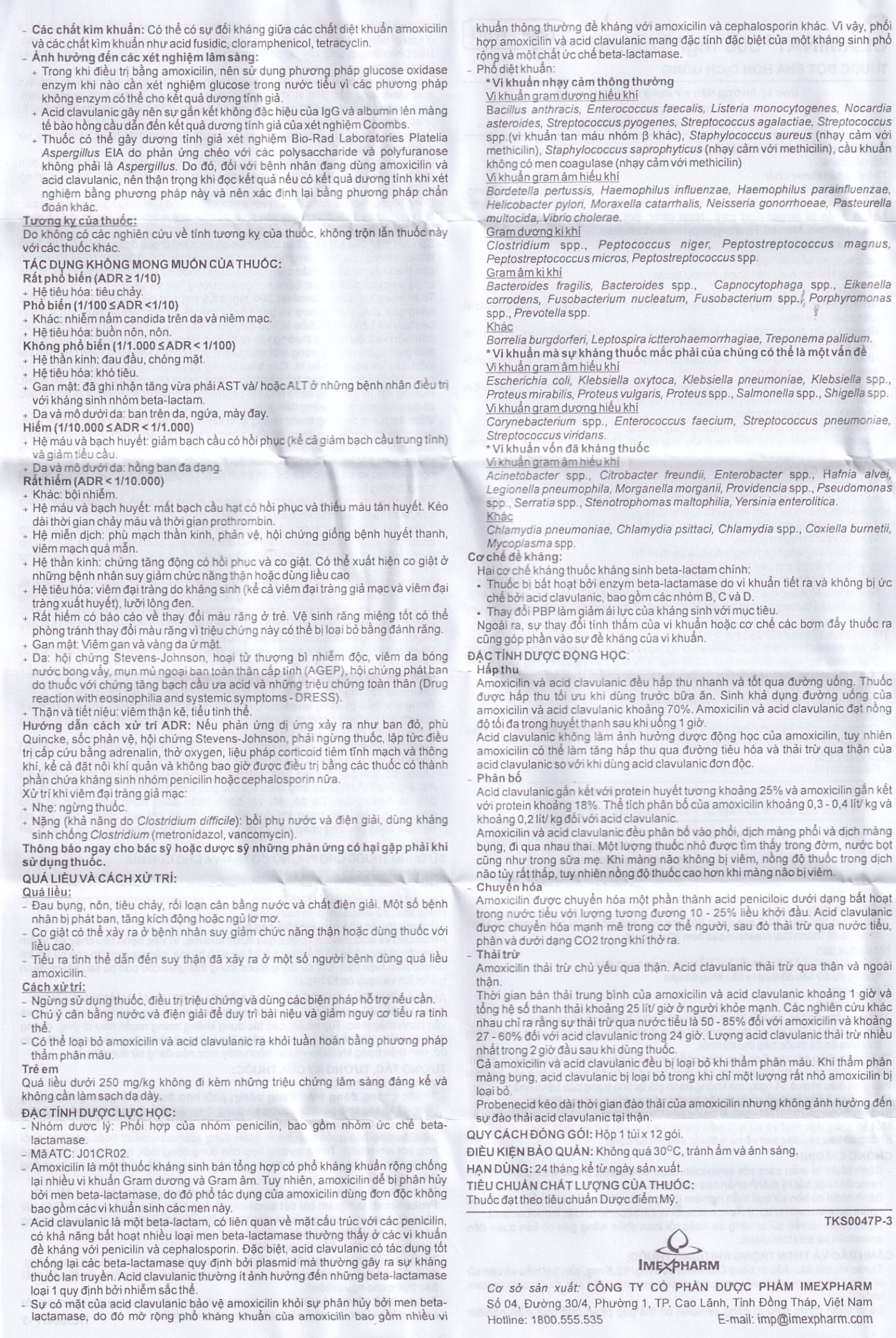 Hình ảnh Thuốc bột pha hỗn dịch uống Claminat IMP 500mg/62.5mg điều trị nhiễm khuẩn (12 gói) 