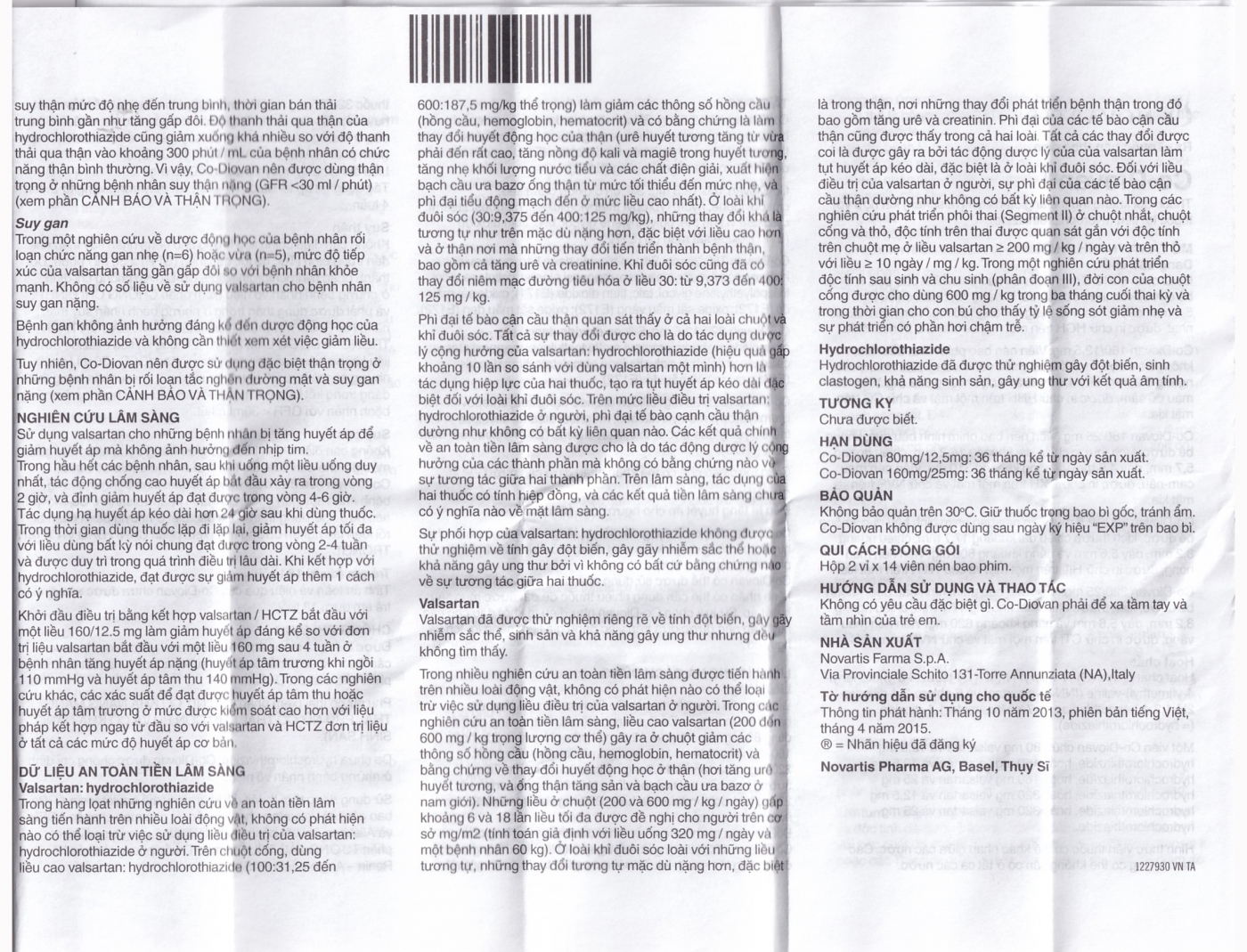 Hình ảnh Thuốc Codiovan 160mg/25mg Novartis điều trị tăng huyết áp (2 vỉ x 14 viên)