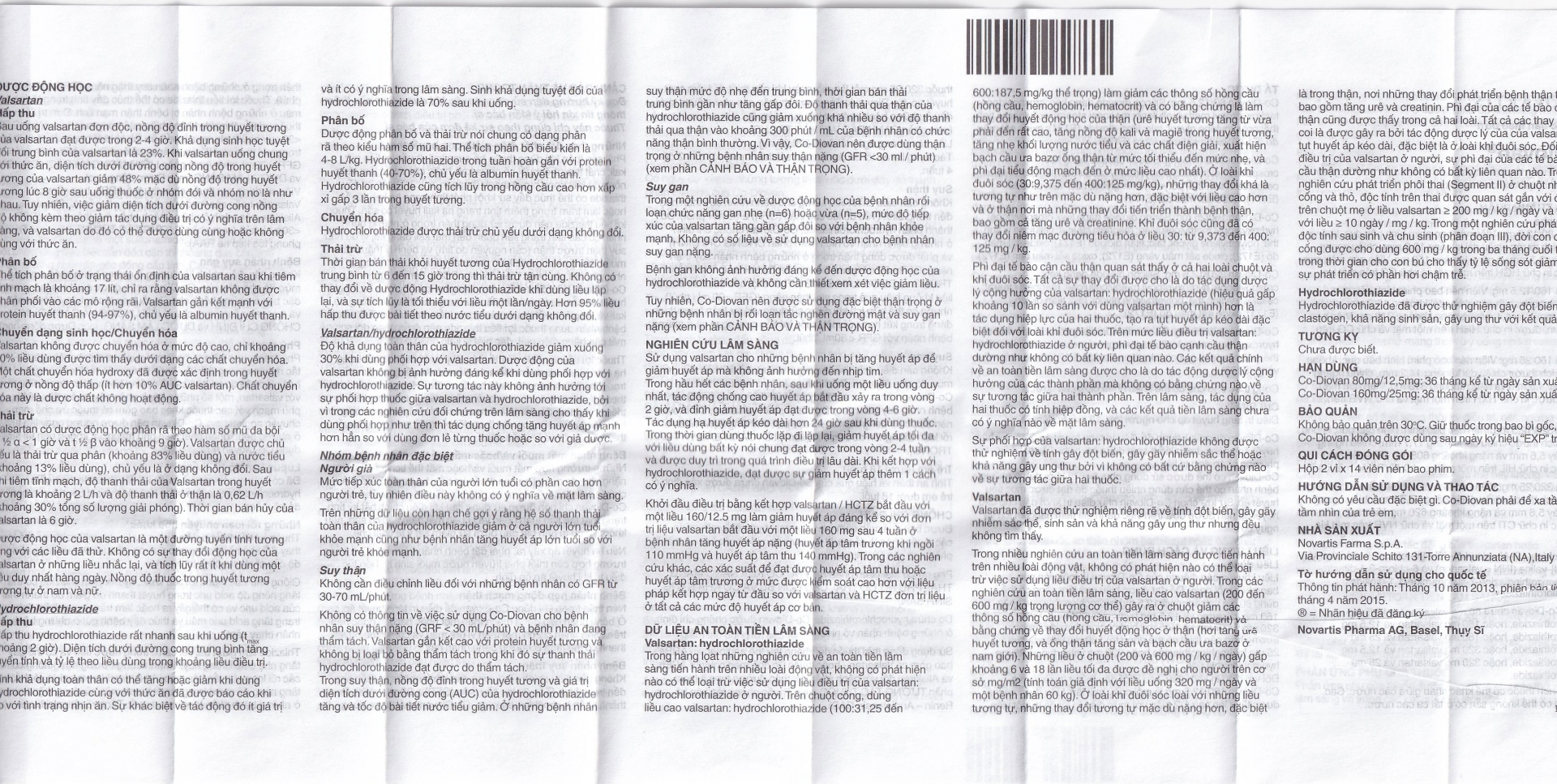 Hình ảnh Thuốc Codiovan 80mg/12.5mg Novartis điều trị tăng huyết áp (2 vỉ x 14 viên)