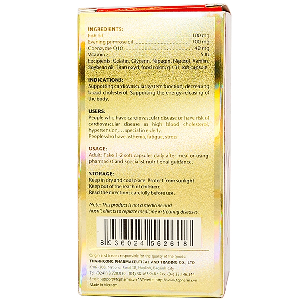 Hình ảnh Viên uống Co Enzyme Q10 & Evening primrose Thành Công hỗ trợ chức năng tim mạch (30 viên)