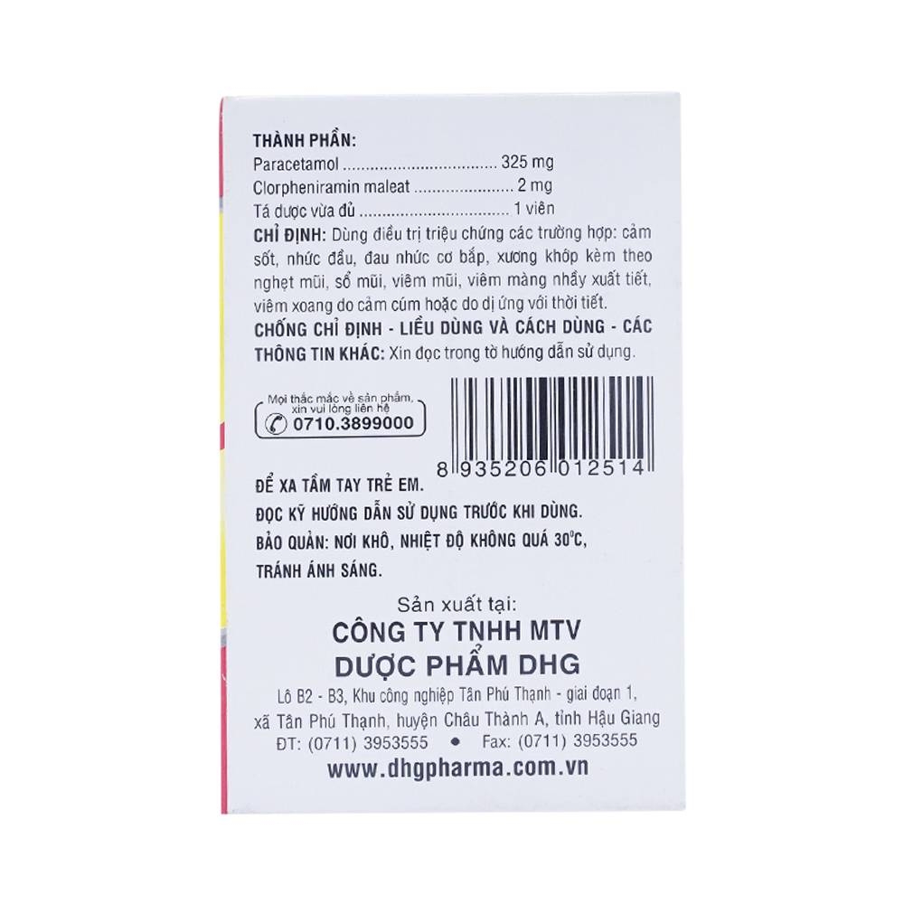 Hình ảnh Thuốc Coldacmin Flu DHG điều trị triệu chứng cảm sốt, nhức đầu, đau nhức cơ bắp (10 vỉ x 10 viên)