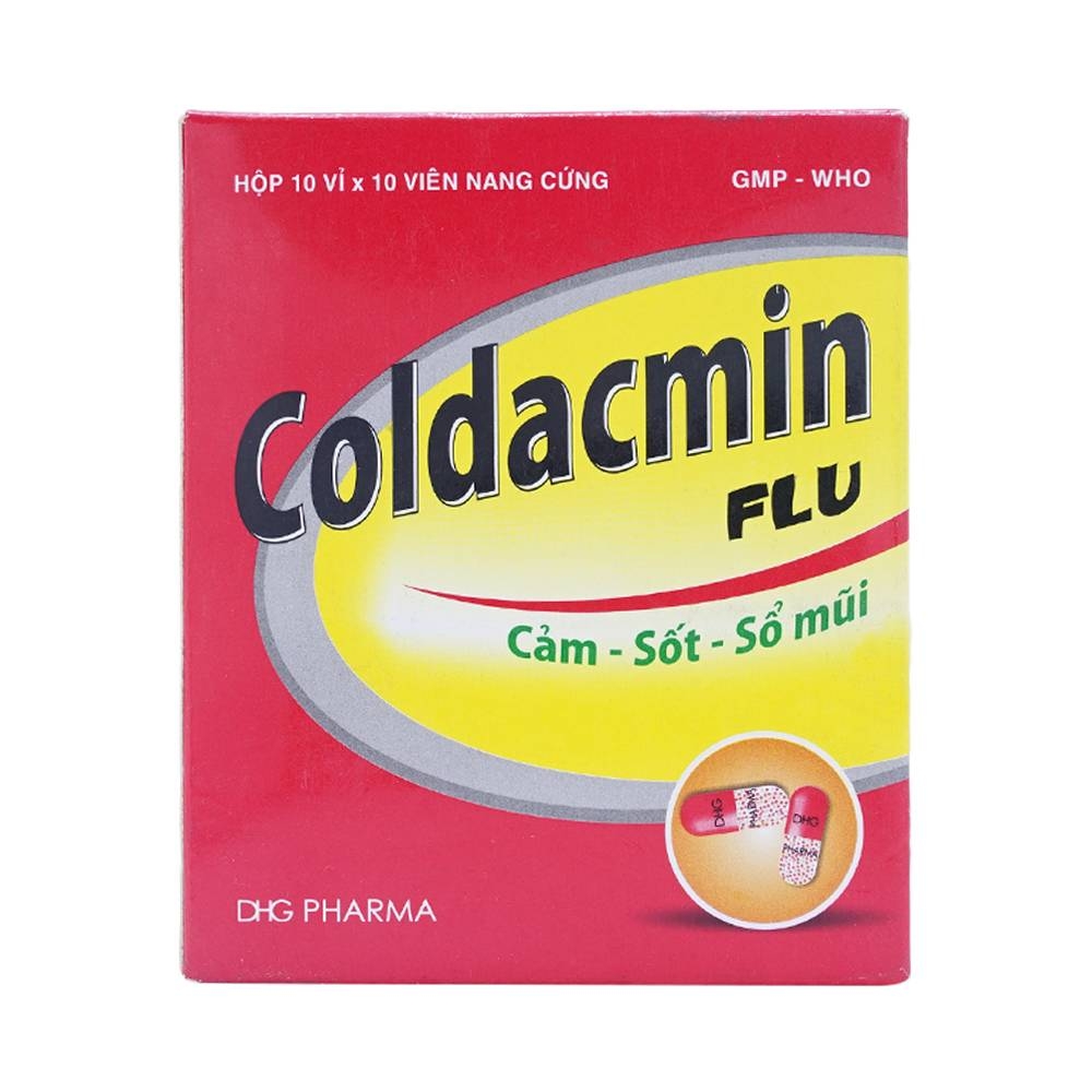 Hình ảnh Thuốc Coldacmin Flu DHG điều trị triệu chứng cảm sốt, nhức đầu, đau nhức cơ bắp (10 vỉ x 10 viên)