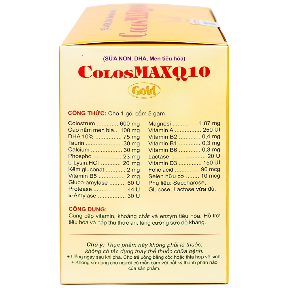 Hình ảnh Cốm ColosMAX Q10 Gold QD-Meliphar bổ sung sữa non và vi chất dinh dưỡng cho trẻ nhỏ (20 gói) 