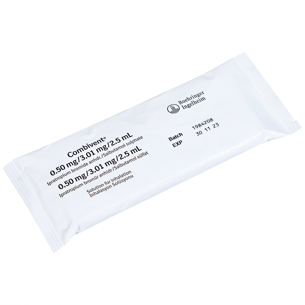 Hình ảnh Dung dịch khí dung Combivent Boehringer kiểm soát co thắt phế quản (1 vỉ x 10 ống)