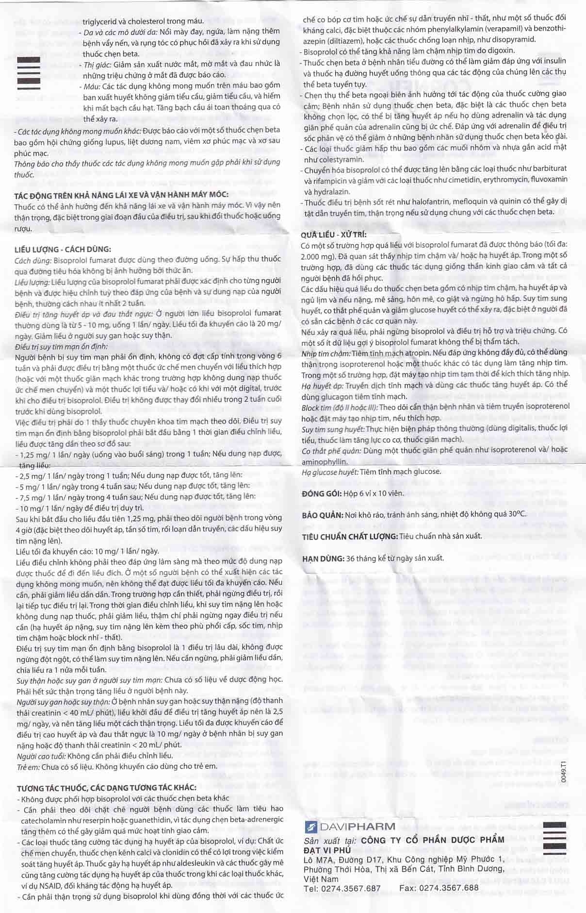 Hình ảnh Thuốc Corneil Đạt Vi Phú điều trị tăng huyết áp, đau thắt ngực (6 vỉ x 10 viên)